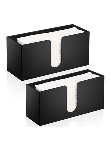 2Pack Black Paper Towel Dispenser Countertop Acrylic Paper Towel Holder for Bathroom Folded Paper Towel Dispenser Clear Trifold Paper Napkin Holder for Z-fold C-fold MultiFold Trifold - Home Kitchen
