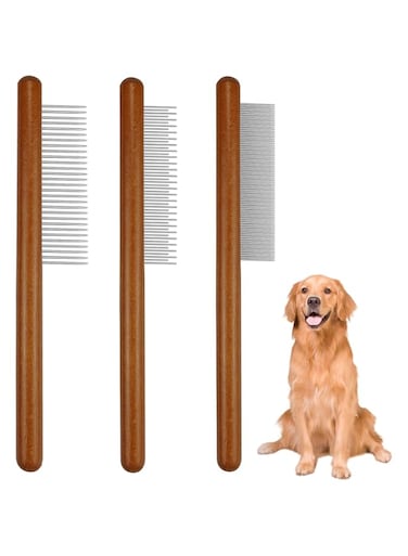 Fantasyon 3PCS Flea Comb for Dogs, Metal Head Lice Combs Fine Tooth Comb Cat Flea Comb for Rabbits Tangled Hair Float Hair Lice Tear Stain Remover Tool (3 Sizes）