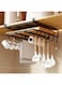 Goodern Mug Hooks Under Shelf Holder,Paper Towel Holder Under Cabinet,Cutting Board Organizer,No-Drill Kitchen Cups Storage Rack,Space Saving Pot Lid Holder,Wardrobe Scarf Hanging Rack-Black