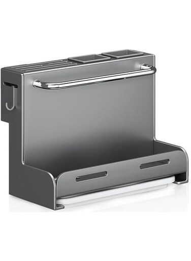 Kitchen Knife Holder and Utensil Holder, Stainless-Steel Knife Holder Without Knives 7 Slots, Knives Storage, Countertop, Wall-Mountable Dual-Use Large Volume Knife Organizer (Grey)