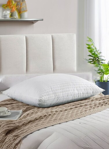 IN HOUSE Hotel Pillow, for Back, Neck, and Shoulder Support Soft Fluffy Stripe Hotel Pillows Microfiber White 75x50cm