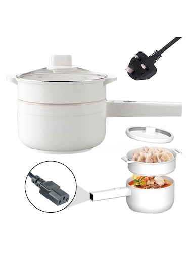 2L Electric Hot Pot with Steamer &amp; Temperature Control, Non-Stick Electric Cooker Shabu Shabu, Electric Skillet, Frying Pan, Electric Saucepan, for Noodles, Egg, Steak, Oatmeal and Soup