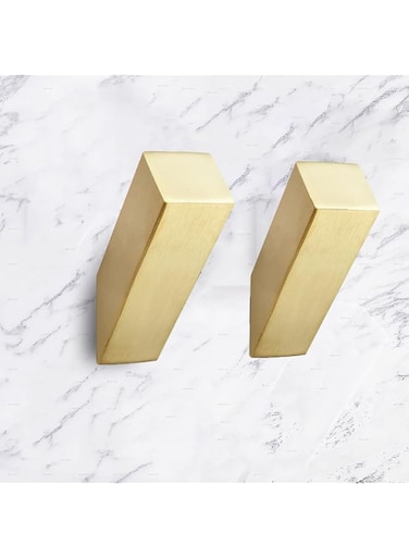 2 Pack Matte Glod Square Hook, Non-Marking Heavy Duty Hook, Modern Minimalist Style Robe Hook, SUS 304 Stainless Steel Heavy Duty Wall Hooks Waterproof for Bathroom Bedroom Entryway Coat mudroom