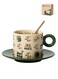 Microwave - Safe Green Ceramic Coffee Cup With Saucer And Spoon - Cute Travel - Themed Patterns For Daily Use