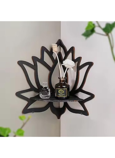 Black Wooden Crystal Display Shelf &ndash; Perfect for Home &amp; Office Wall D&eacute;cor, Indoor/Outdoor Spaces &ndash; Ideal for Displaying Crystals, Plants, and More &ndash; Versatile and Stylish Design!