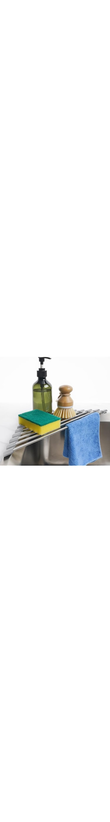 GTVGJH Triangle Roll-Up Dish Drying Rack for Sink Corner Small Foldable Stainless Steel Over The Sink Multipurpose Kitchen Drainer Caddy Organizer Storage Space Saver Shelf Holder (Gray)