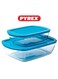 Cook &amp; Store Set of 2 Rectangular Roaster with Blue Lids, 1.1L + 2.5L Blue
