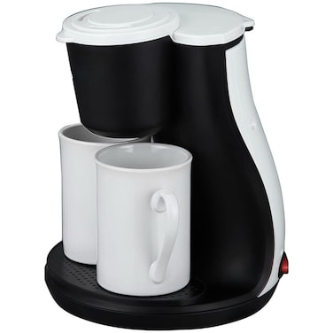 450W Drip Coffee Maker 240ml Coffee &amp; Tea Brewer with 2 Ceramic Cups Compact Home Coffee Machine