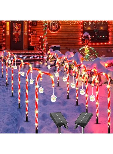 Christmas Decorations 6pcs Candy Cane Lights, 42LED Solar Christmas Lights Outdoor Waterproof with 8 Modes, Christmas Outdoor Yard Decor for Garden/Lawn/Tree/Pathway/Patio