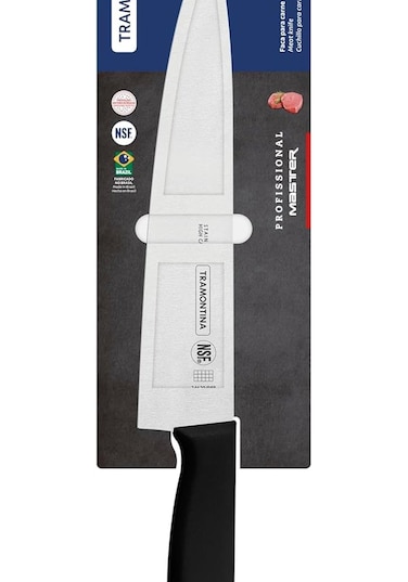 Professional 8-Inch Meat Knife with Stainless Steel Blade and Black Polypropylene Handle