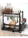Dish Storage Rack Organizer with Drainer, Kitchen Plate Cup Dish Drying Rack Tray Holder Cutlery Cup Holder for Kitchen Counter Top