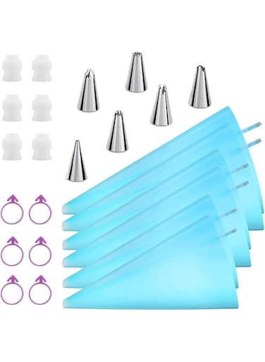ALMEKAQUZ Reusable Piping Bags and Tips Set, Cake Decorating Tools with Icing Pastry Bags, Icing Bags Tips, Couplers and Frosting Bags Ties for Cookie Icing Cakes