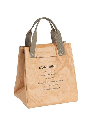 NALACAL Insulated Lunch Bag, Women Reusable Lunch Bag, Lightweight Tyvek Insulated Lunch box Lunch Tote for Office Work Picnic Travel, Lightweight and Water-Resistant, Easy to Clean Beige Lunch Bag