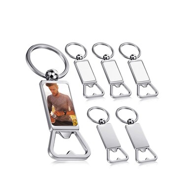 Sublimation Blanks Keychains Metal Bottle Opener Blank Key Rings 6Pcs