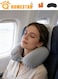 Neck Support Travel Pillow, Portable Self-Inflatable, Ultra Comfortable Mulberry Silk Fabric Neck Pillows for Travel, Pillows for Sleeping Airplane, Grey