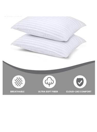 COTTON SOFT SET OF 2 HOTEL STRIPE HYPOALLERGENIC LUXURY COLLECTION PILLOW