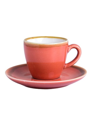 Ceramic Coffee Cup And Saucer Set Orange