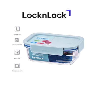 LocknLock Clear Glass Rectangular 1L Mint &ndash; Airtight, Heat-Resistant, BPA-Free Food Storage Container