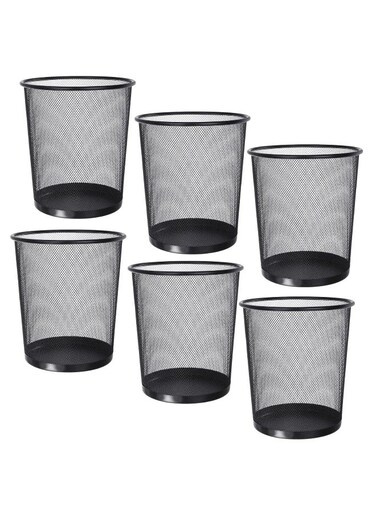 Mesh Wastebasket Trash Can &acirc;&euro;&ldquo; Silver &amp; Black Steel Round Bin for Office, Home, Bathroom, Bedroom &acirc;&euro;&ldquo; Lightweight, Durable, Open Top Garbage Can &acirc;&euro;&ldquo; Small/Medium/Large Sizes (6, Black - L)