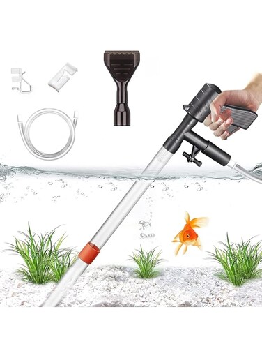 ME HOME Aquarium Gravel Cleaner - Professional Fish Tank Sand Cleaner Kit for aquarium, Aquarium Siphon Vacuum Cleaner with Water Hose Controller Clamp, black