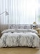 Home Single-Size 4-Piece Duvet Cover without filling Bedding Set featuring a White and Grey Marble Design.