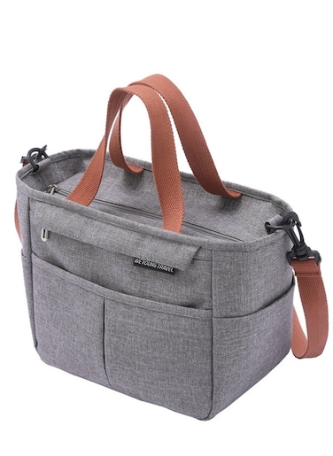 Insulated Lunch Bag Lunch Box Large Cooler Tote Bag for Men Women and Children Double Deck Cooler for Office and Picnic B-8055-1 Grey.