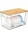 Angju Trash Bag Holder Storage Dispenser, Extra Large Acrylic Trash Bag Storage, Plastic Garbage Bag Dispenser with Bamboo Top and Handles for Kitchen Under Sink/Laundry Room/Bathroom