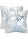 DILOXNSU Set of 2 Cushion Covers 45 x 45 Double-Sided Blue Ocean Coastal Beach Seashell Coral Starfish Velvet Modern Decorative 18''x18'' Pillow Cover for Sofa Bed Livingroom Cushions Cases