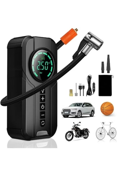 DX414 6000 mAh portable car starter battery with built-in air blower