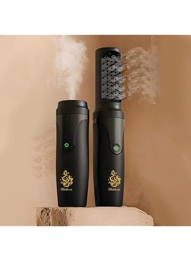 Upgraded Bakhoor Burner, Rechargeable Hair Incense Burner, Portable Comb Oud Bakhoor Holder, Electric Aromatherapy Machine with LED Indicator, Ideal for home, Office and Car (Black)