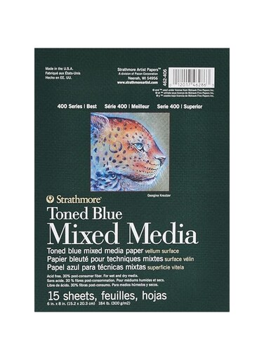 Strathmore 400 Series Mixed Media Pad Tone Blue 6"X8"-15 Sheets -62462406