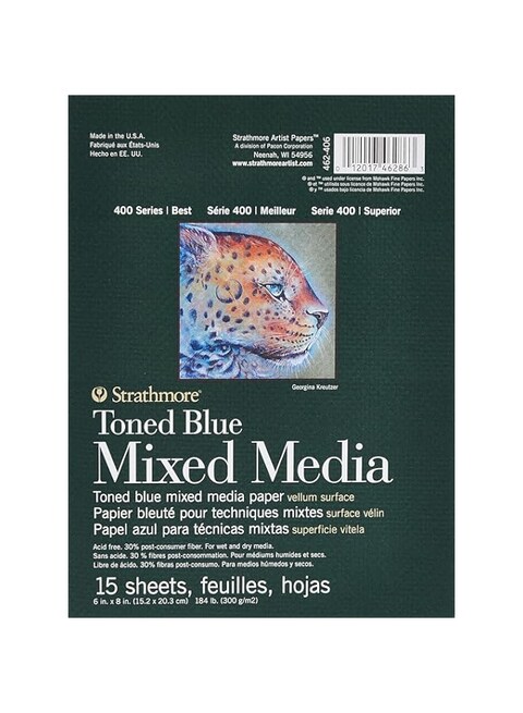 Strathmore 400 Series Mixed Media Pad Tone Blue 6&quot;X8&quot;-15 Sheets -62462406
