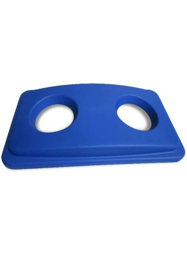 Restaurantware Blue Plastic Recycling Trash Can Lid - Fits 23 Gal Slim Trash Can - 22" X 11 1/2" X 3" - 1Ct Box - Rw Clean -