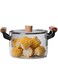- Glass Saucepan with Lid and Double Wooden Handle, Heat-Resistant Glass Stovetop Clear Cooktop Safe for Pasta Noodle, Soup, Food Making or Heating