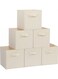 6Pcs Organizer Box Storage, Foldable Fabric Cloth Shelf Organizers Box With Handles, Bins Storage Organizer for Closet,Shelves,Office Beige