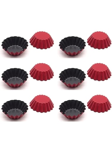 GTVGJH 12 Packs Egg Tart Mold, Size 2.6 x 0.9inch, Non-Stick Pan Carbon Steel Egg Tart Molds, Mini Pie Mould, for Pies, Chinese Egg Tart, Cakes