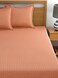 MAXQON Fitted Bed Sheet +2Pcs Pillow Covers, Queen Size 150x200+20cm, Color Peach
