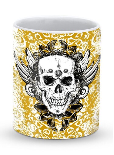 Premium Skull Cult Designer Mug White/Yellow/Black