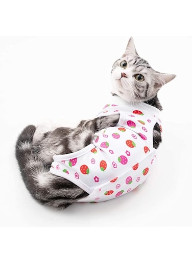 ELECDON Cat Recovery Suit for Abdominal Wounds or Skin Diseases, After Surgery Wear Anti Licking Wounds, Breathable E-Collar Alternative for Cats and Dogs, Recommended by Vets