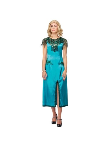 Smiffys 51532S Officially Licensed Peaky Blinders Grace Shelby Costume, Women, Blue &amp; Green, S-UK Size 08-10