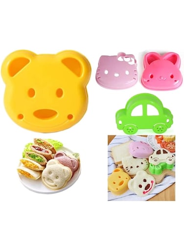 MINGSHIJX Sandwich Cutter, 4 PCS Sandwich Cutter and Sealer for Kids, Mini Cartoon Bear Squirrel Dolphin Sea Dog Bread Cutter Sandwich Cutters for Kids Bento Box