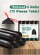 75 PCS Thickened Black Drawstring Trash Bags 60x50cm, Leak-Proof Heavy Duty Garbage Bags, HDPE Recycled Kitchen Bin Liners, 5 Rolls x 15 Bags for Home, Office &amp; Bathroom