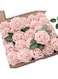 Floroom Artificial Flowers 25pcs Real Looking Blush Foam Fake Roses with Stems for DIY Wedding Bouquets Bridal Shower Centerpieces Party Decorations