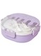 Twisoo Bento Stainless Steel Lunch Box for Kids Adults 3 Compartment Plastic Cute Ice Cream Lunch Snack Containers with Fork and Spoon - Double Decker BPA Free Leakproof (Purple)