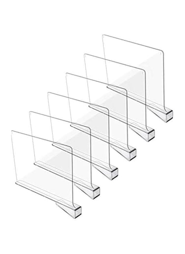 Clear Acrylic Shelf Dividers, Closets Shelf and Closet Separator for for Organization in Bedroom, Kitchen and Office Shelves 6 Pack