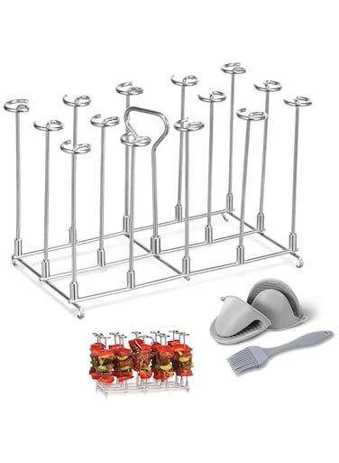 Air Fryer Rack, Fit for Ninja Air Fryer, Air Fryer Accessories Fit for Ninja Dualzone Air Fryer, Air Fryer Skewer Rack Fit for Ninja Dz201 Ninja Dz401 &amp; Ninja Dz550, Reusable(1 Gloves +1 Brush)
