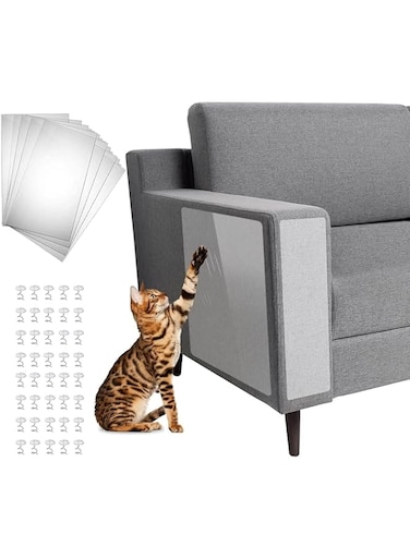 Moonmen 10pcs of Set Cat Scratch Furniture Protector(12" x 17") Cat Couch Protector, Clear Training Tape Anti Scratch Cat Deterrent Sheet, Cat Sticky Paws Tape for Sofa,Wall,Mattress