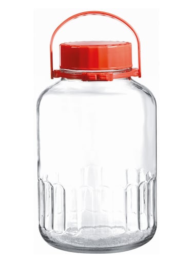 Harvest Glass Jar, 8 Lt, Red Lid, 325 Mm Height