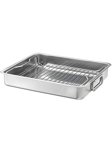 Koncis Kitchen Tool Accessory Roasting Tin With Grill Rack, Stainless Steel, 40X32 Cm