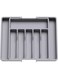 Silverware Drawer Organizer, Expandable Utensil Tray for Kitchen, BPA Free Flatware and Cutlery Holder, Adjustable Plastic Storage for Spoons Forks Knives, Large (Grey)